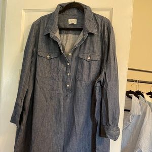Denim long sleeve shirtdress